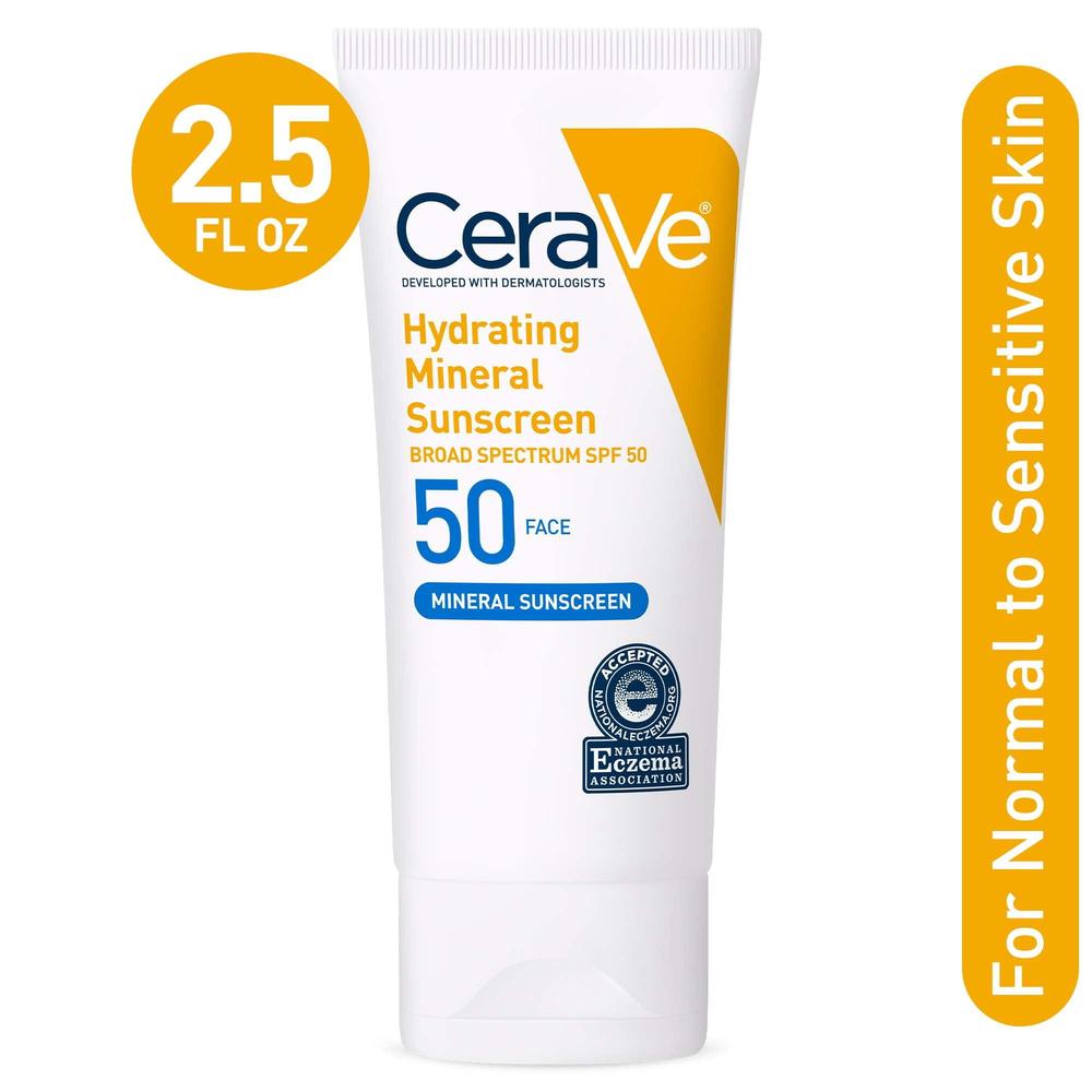 CeraVe Hydrating Mineral Sunscreen SPF 50 for Sensitive Skin