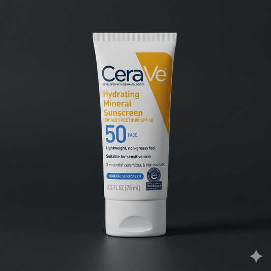 CeraVe Hydrating Mineral Sunscreen SPF 50 for Sensitive Skin