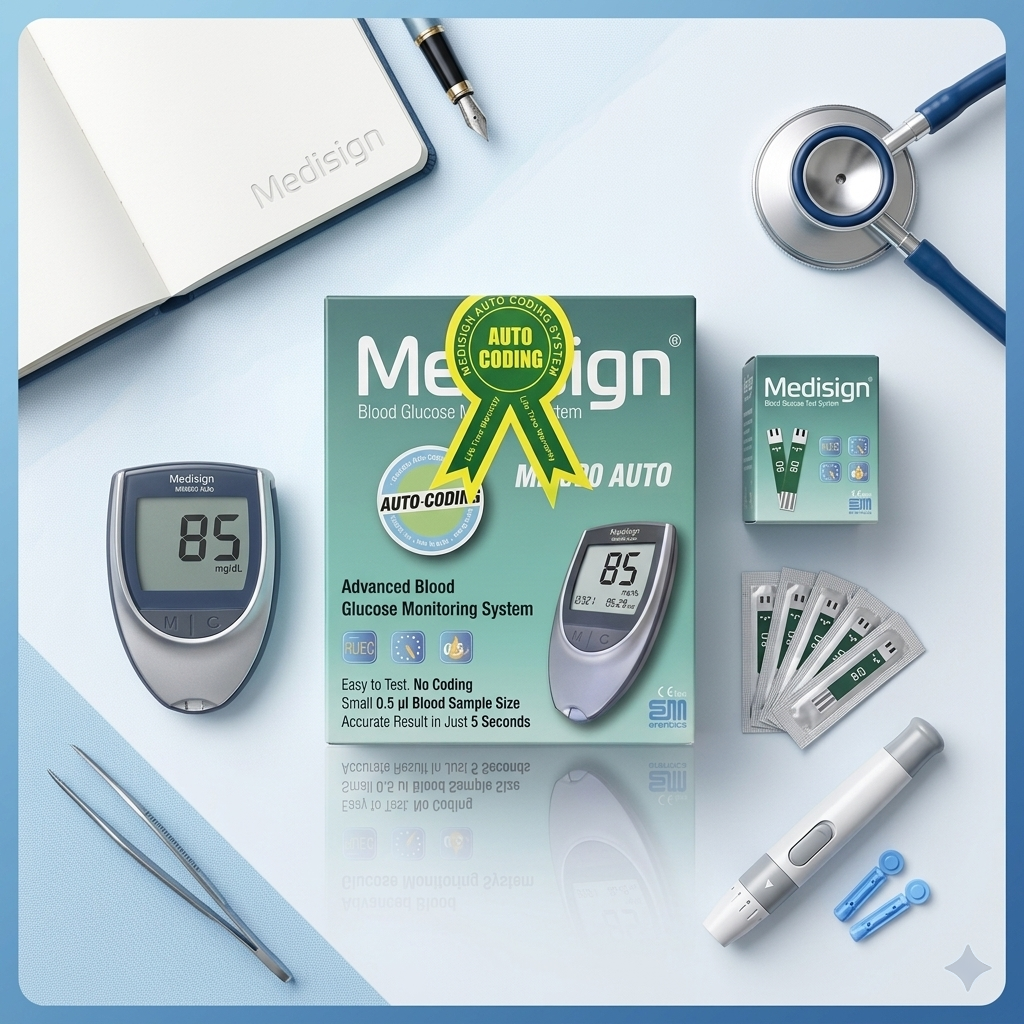 Medisign Migno Auto Blood Glucose Monitoring System – Digital Sugar Testing Machine