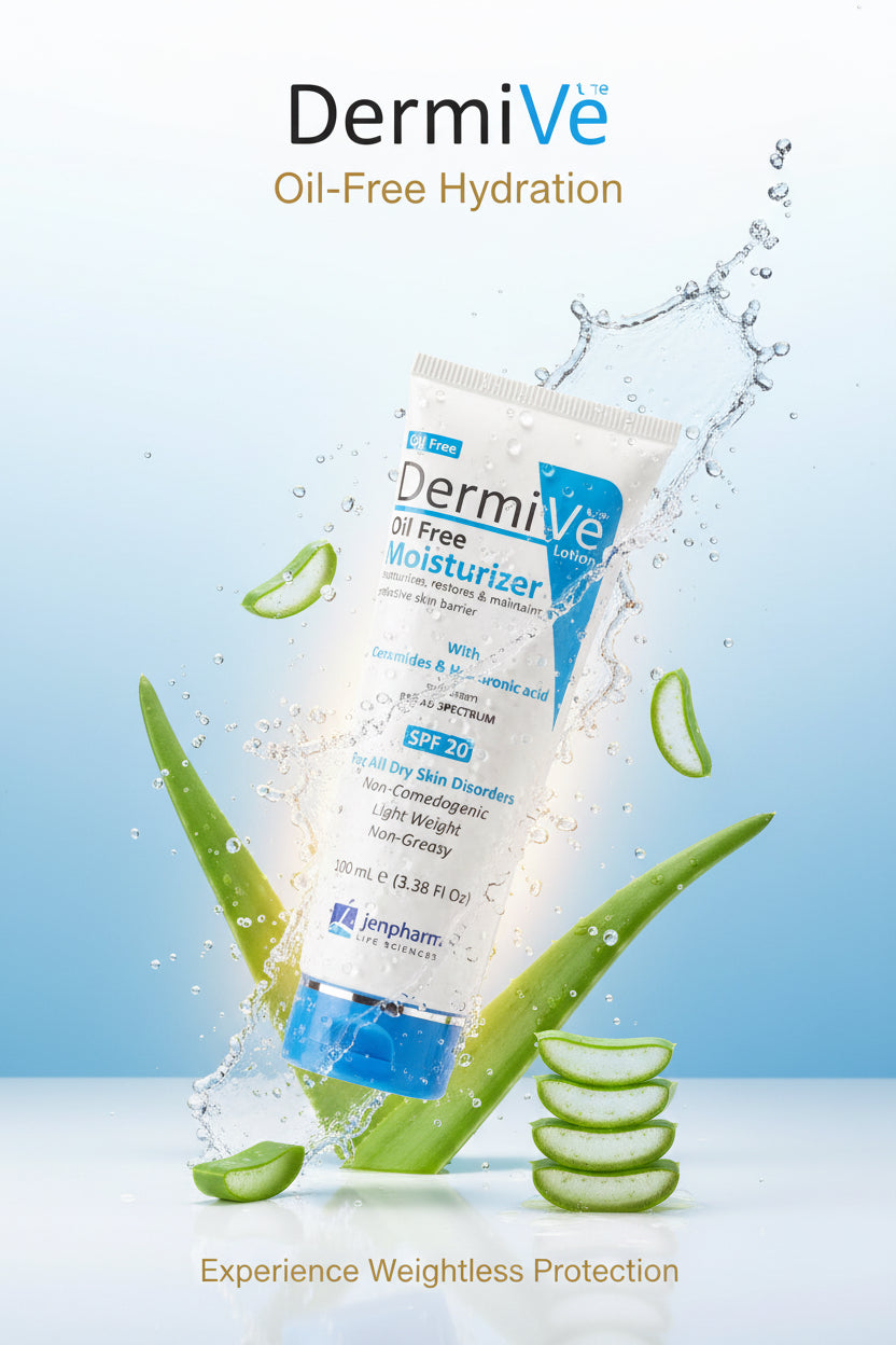 Dermive Oil-Free Moisturizer SPF 20 – Lightweight Hydration & Sun Protection for All Skin Types (100ml)