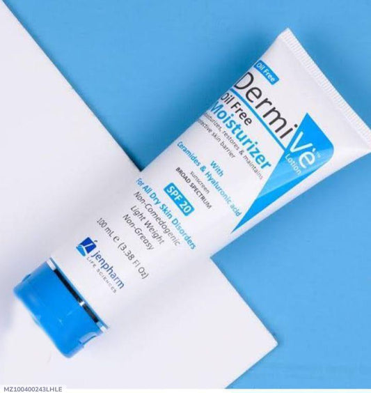 Dermive Oil-Free Moisturizer SPF 20 – Lightweight Hydration & Sun Protection for All Skin Types (100ml)