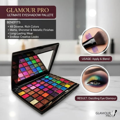 48-Color Eyeshadow Palette with Shimmer & Metallic Shades